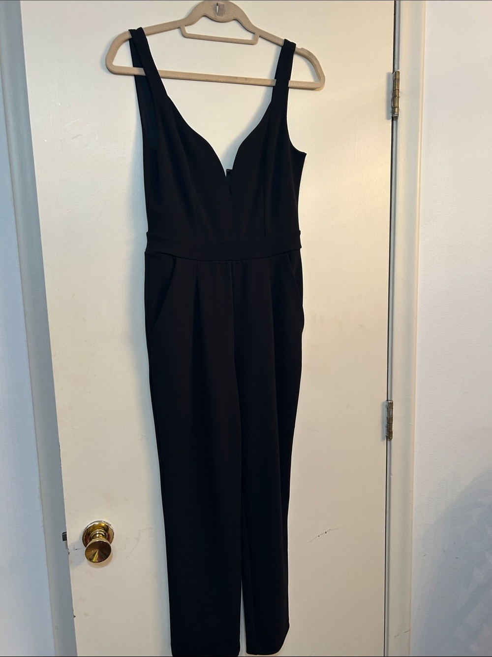 Express Black V-Neck Tailored Wide-Leg Jumpsuit